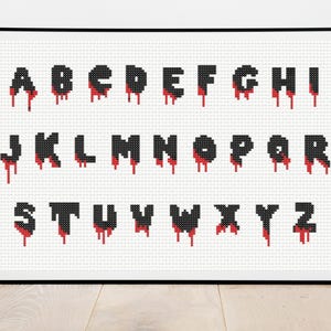 Halloween Letters Cross Stitch Pattern,  Halloween Alphabet Cross Stitch Pattern - Instant Download