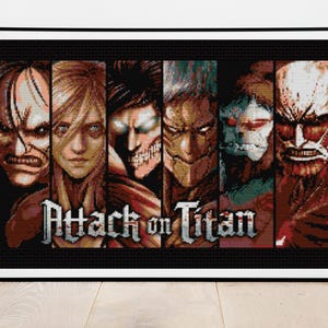 Titan Fighters Cross Stitch Pattern, Anime cross stitch, instant download