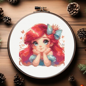 Ariel Cross Stitch Pattern, Little Mermaid, Princess Cross Stitch Pattern - Instant Download