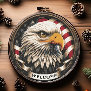 American Eagle Cross Stitch Pattern, Patriotic Cross Stitch Pattern, USA Cross Stitch Pattern, USA Flag Cross Stitch, instant Download