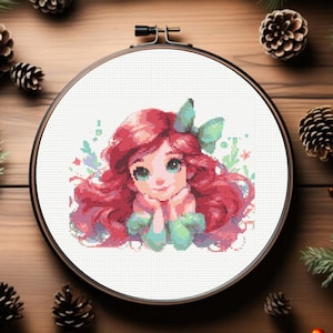 Ariel Cross Stitch Pattern, Little Mermaid, Princess Cross Stitch Pattern - Instant Download