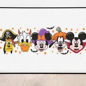 Mickey Mouse Cross Stitch Pattern - Mickey and Friends Halloween Cross Stitch Pattern, Instant Download