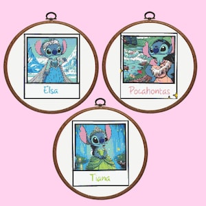 Stitch Cross Stitch Pattern, 3 Princess Stitch Pattern Bundle Set , instant download