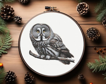 Great Grey Owl Cross Stitch Pattern - Instant Download