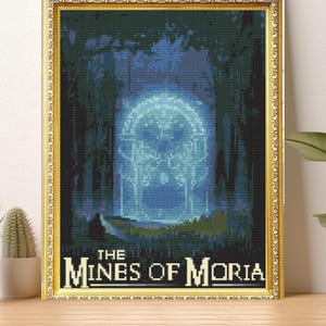 Fantasy Earth Cross Stitch Pattern, Mines of Moria Cross Stitch Pattern, instant downlaod, 15 DMC Colors