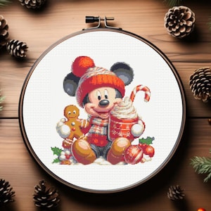 Mickey Mouse Cross Stitch Pattern - Christmas Cross Stitch Pattern, Instant Download