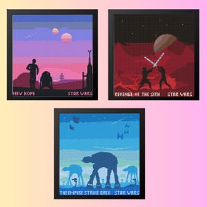 Space Wars Episode Cross Stitch Pattern, Set of 3 Space Wars Episodes Cross Stitch Pattern, instant download