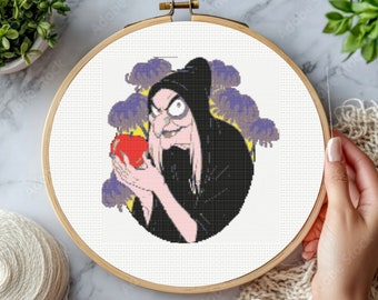 Evil Queen Cross Stitch Pattern, Villain Cross Stitch Pattern, instant download