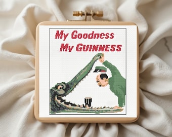 Guinness Cross Stitch Pattern, Crocodile Cross Stitch Pattern, Vintage Guinness, Instant PDF Download