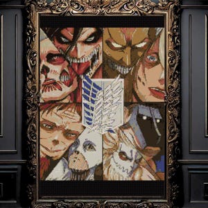 Titan Fighters Cross Stitch Pattern, Anime cross stitch, instant download
