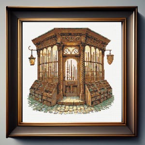 Wizard Store Cross stitch pattern, Wizard Book Shop Cross Stitch Pattern, Magic cross stitch pattern,  instant download