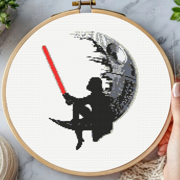 Darth Vader Cross Stitch Pattern, Star Wars Cross Stitch Pattern, Death Star Cross Stitch Pattern, instant Download