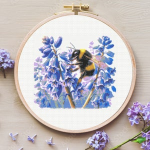 Bee Cross Stitch Pattern - FlowerCross Stitch Pattern - Honey Bee Cross stitch, Honey bee - Instant Download