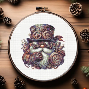 Steampunk Gnome Cross Stitch Pattern, Gnome Cross Stitch Pattern - instant download