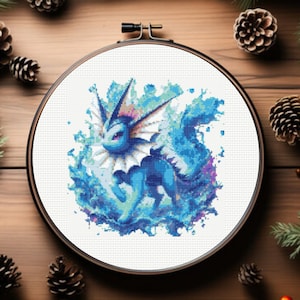 Vaporeon Cross Stitch Pattern, instant download