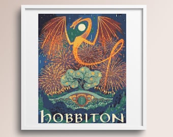 Hobbiton Cross Stitch Pattern, Shire Cross Stitch Pattern, instant PDF download