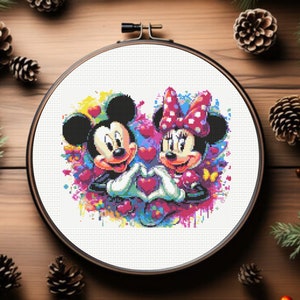 Mickey and Minnie Cross Stitch Pattern - Instant Download
