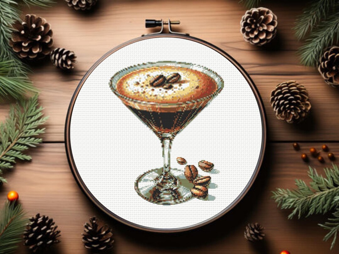 Espresso Martini Cross Stitch Pattern | Martini Cross Stitch Pattern ...
