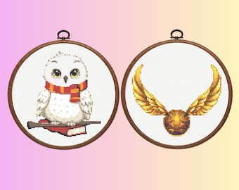 Wizard Cross Stitch Pattern, 2 Magic Bundle Set, instant PDF download
