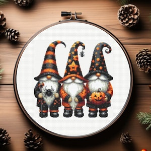 Halloween Gnome Cross Stitch Pattern, Halloween Cross Stitch Pattern, instant download