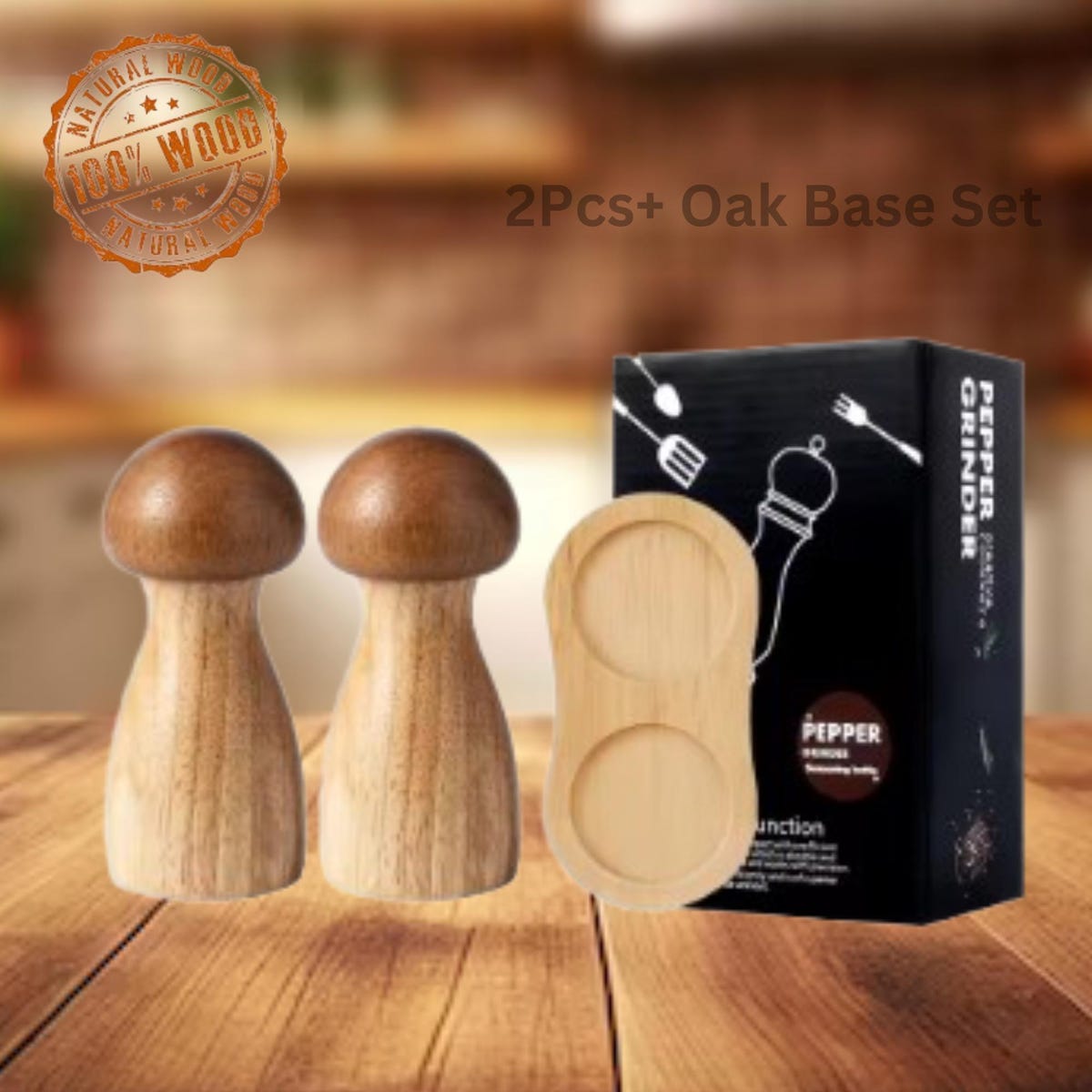 Wooden Mushroom Salt and Pepper Grinder Set Manual Spice Mill Kitchen Seasoning Tool Natural Wood Adjustable Salt Shaker With Stand Friendly - Etsy