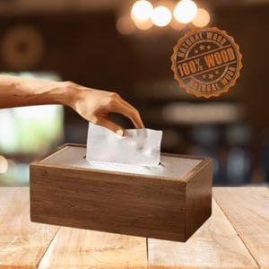 Holz Serviettenhalter im chinesischen Stil - Leichte Luxus Tissue Box mit Acryl Deckel - Eleganter Desktop Servietten Organizer für Haus, Zimmer, Büro Dekor