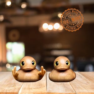 Funny Middle Finger Duck: Handmade Wooden Desk Decor
