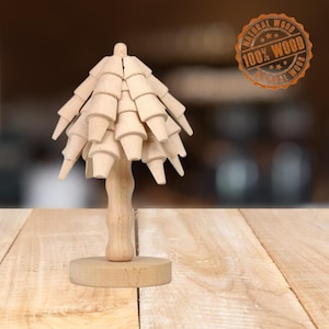 Tree-Inspired Wooden Trivets with Stand - Stackable Heat-Resistant Coasters for Hot Pots & Dishes, Kitchen Decor - Housewarming Gift Set