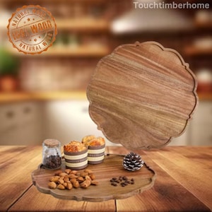 34cm Inner Diameter Pine Wood Tea Storage Tray – Perfect for Home, Living Room, Dining Table, Hotel, and Stylish Food & Drink Serving