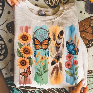 Boho Wildflowers PNG, Boho Feather Png, Boho Designs, Boho Floral Png, Boho Png, Dreamcatcher Png, Butterfly Png, Floral Shirt, Digital