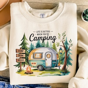 Life Is Better When You're Camping PNG, Camping Graphic, Forest Camping Png, Van Life, Camping Prints, Vintage Camping, Digital Download