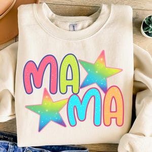 Neon MAMA PNG, Star Mama Png, Colorful Mom Digital File, Preppy Mama Png, Summer Mama Shirt Png Distressed Mama Sublimation, Retro Mama Png