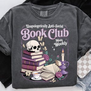 Anti Social Book Club Shirt PNG, Romance Reader Shirt, Anti Social Reader, Introverted Reader Shirt Designs, Bookish Shirt, Digital Download