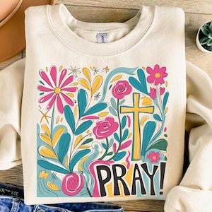 Pray Png, Christian Sublimation Png, Floral Christian Png, Bible Verse Png, Faith Png, Retro Flower Png, Boho Flower Png, Religious Design