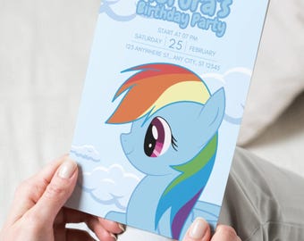 Invitación de cumpleaños de Rainbow Dash (My Little Pony) - Plantilla Canva