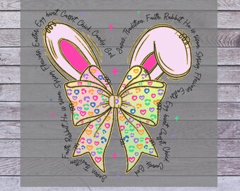 Coquette Easter Bunny Ears DTF Transfers,Happy Easter,Digital print,İron on transfer,Dtf Transfer Sheet,Ready to Press,Diy Heat Transfer