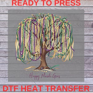 Mardi Gras Tree Dtf,Festival,Mardi Gras Glitter,Ready To Press,Mardi Beads Louisiana Festival ,DTF Transfer,Mardi Gras DTF Print,Fat Tuesday