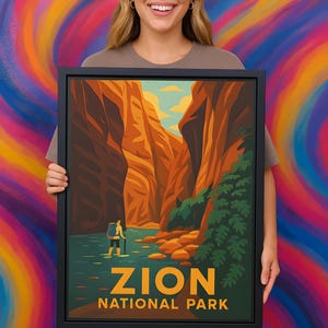 Toile d'art du parc national de Zion, The Narrows, impression mate, cadeau unique pour les randonneurs, les amoureux de la nature, tenture murale encadrée,