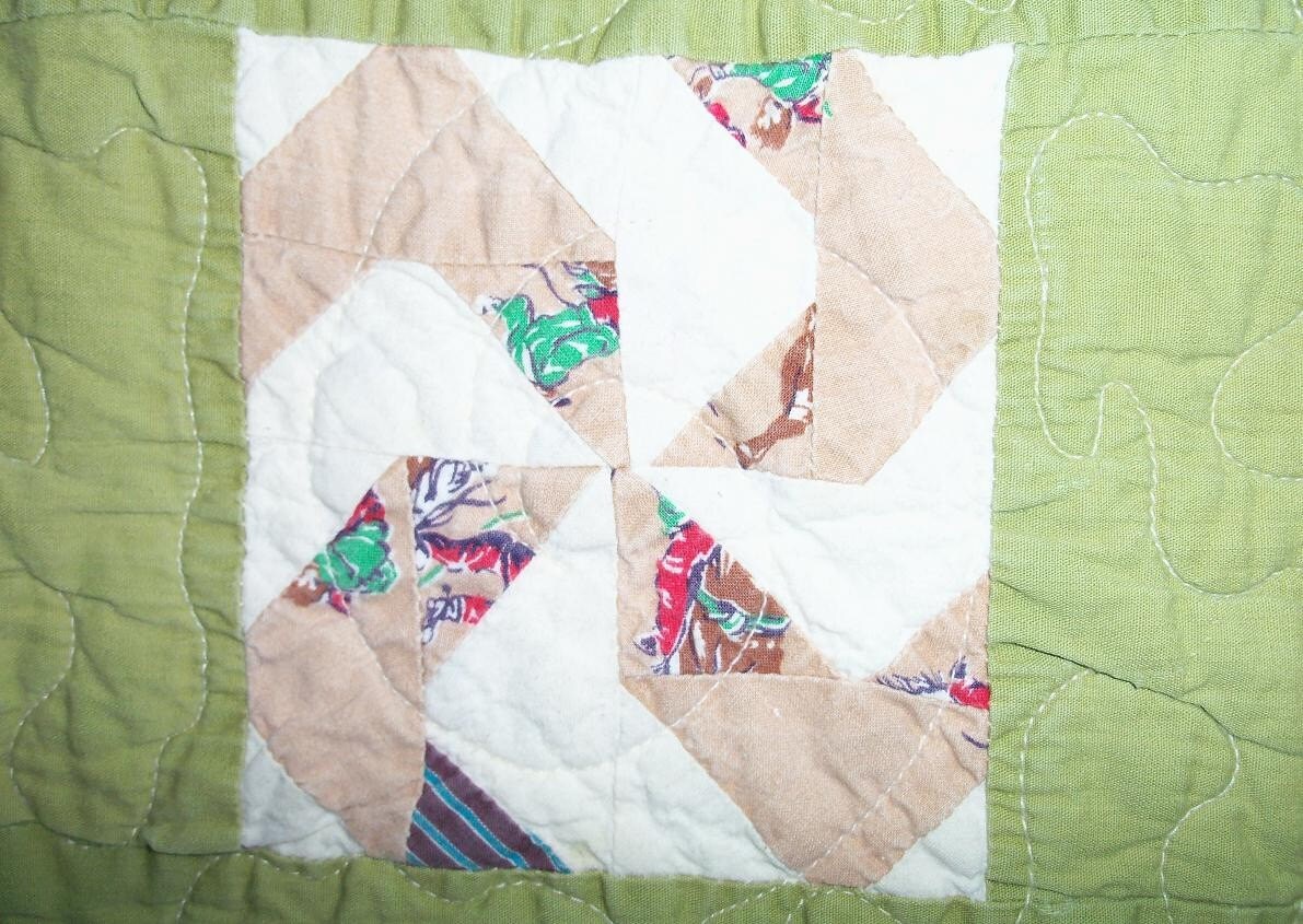 Quilt Primitive Masculine Intricate Pinwheels Olive Sashing & Treasury ...