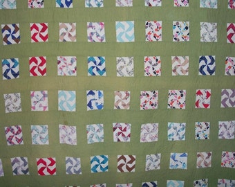 Quilt Primitive Masculine Intricate Pinwheels Olive Sashing & Treasury Fabrics from artdesignsbydanielle NEW Free Shipping