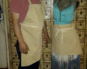 Apron Palomino Denim Pair Half Apron & Full Cook&#39;s Style Matching Work Wear Indie Restaurant Gear by artdesignsbydanielle NEW Free Shipping