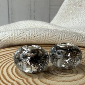 Large-hole resin bead with animal hair image 5