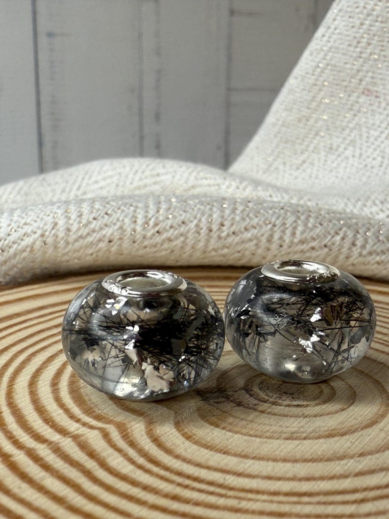 Large-hole resin bead with animal hair image 5