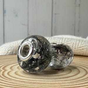 Large-hole resin bead with animal hair image 1