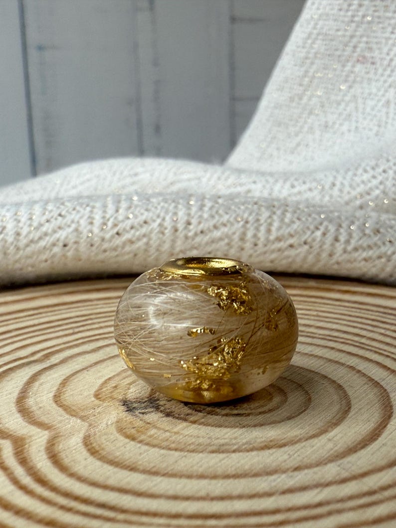 Large-hole resin bead with animal hair image 3