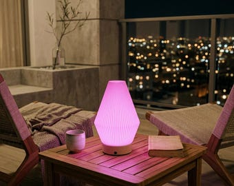 Brązowa, akumulatorowa podstawa - Akari Shade - soczewka magenta