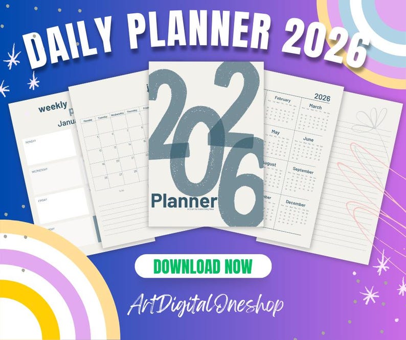 2026 Minimalist Digital Planner | Weekly & Monthly (PDF Download) - Etsy