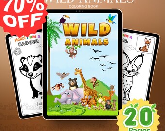 Kleurplaten wilde dieren, educatieve weetjes, thuisschoolactiviteit (A4-pdf)