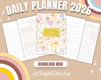 2026 Digital Planner PDF Daily, Weekly & Monthly Printable Organizer