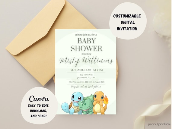 Pokemon Baby Shower Invitation, Editable Shower Invite, Gender Neutral Coed  Baby Sprinkle, Nerdy Babyshower - Etsy